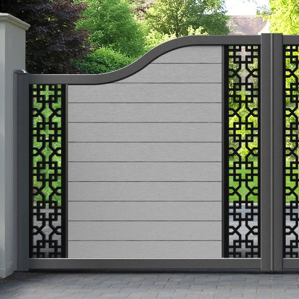 Fusion Zaria Curved Top Driveway Gate - Light Grey - Middle & End Screen