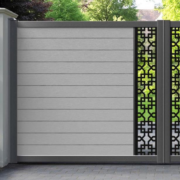 Fusion Zaria Straight Top Driveway Gate - Light Grey - Middle Screen