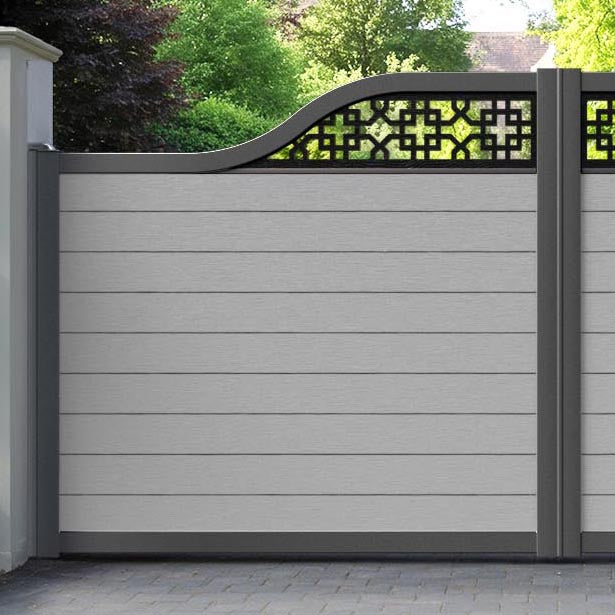 Fusion Zaria Curved Top Driveway Gate - Light Grey - Top Screen