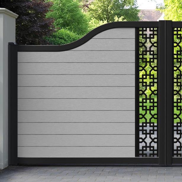Fusion Zaria Curved Top Driveway Gate - Light Grey - Middle Screen
