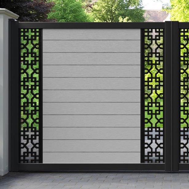 Fusion Zaria Straight Top Driveway Gate - Light Grey - Middle & End Screen