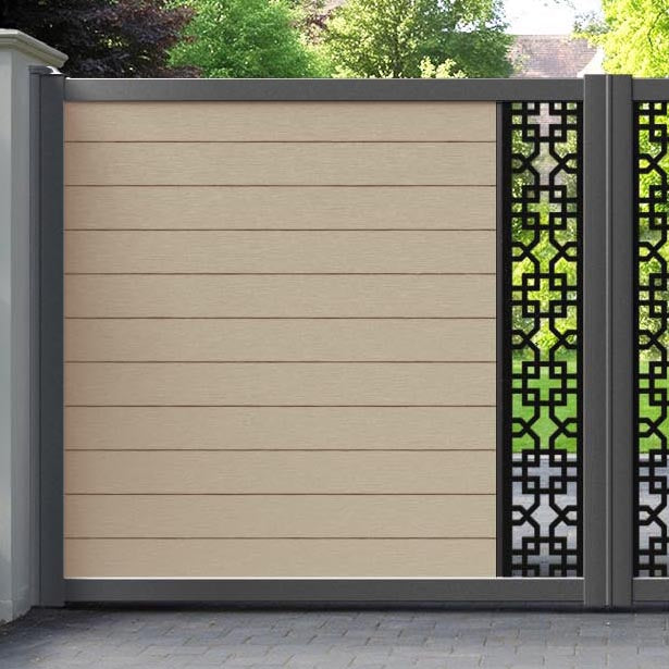 Fusion Zaria Straight Top Driveway Gate - Light Oak - Middle Screen