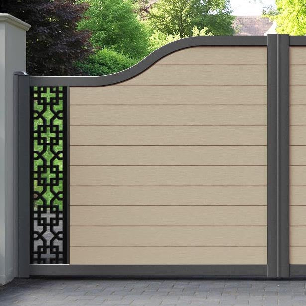 Fusion Zaria Curved Top Driveway Gate - Light Oak - End Screen