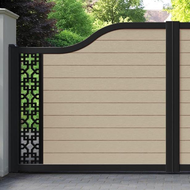 Fusion Zaria Curved Top Driveway Gate - Light Oak - End Screen