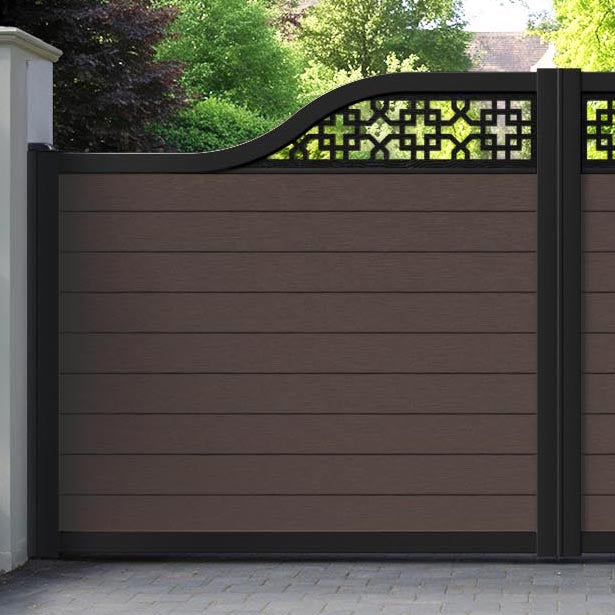 Fusion Zaria Curved Top Driveway Gate - Mid Brown - Top Screen