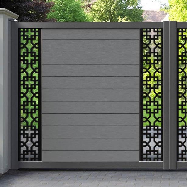 Fusion Zaria Straight Top Driveway Gate - Mid Grey - Middle & End Screen