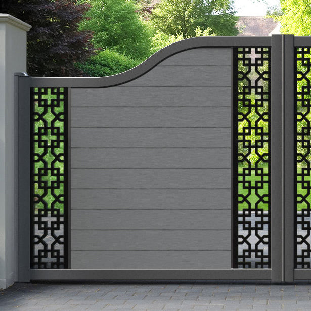 Fusion Zaria Curved Top Driveway Gate - Mid Grey - Middle & End Screen