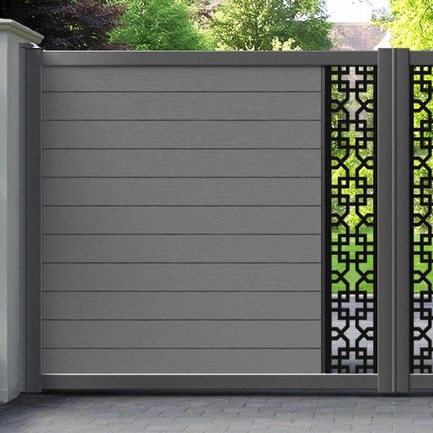 Fusion Zaria Straight Top Driveway Gate - Mid Grey - Middle Screen