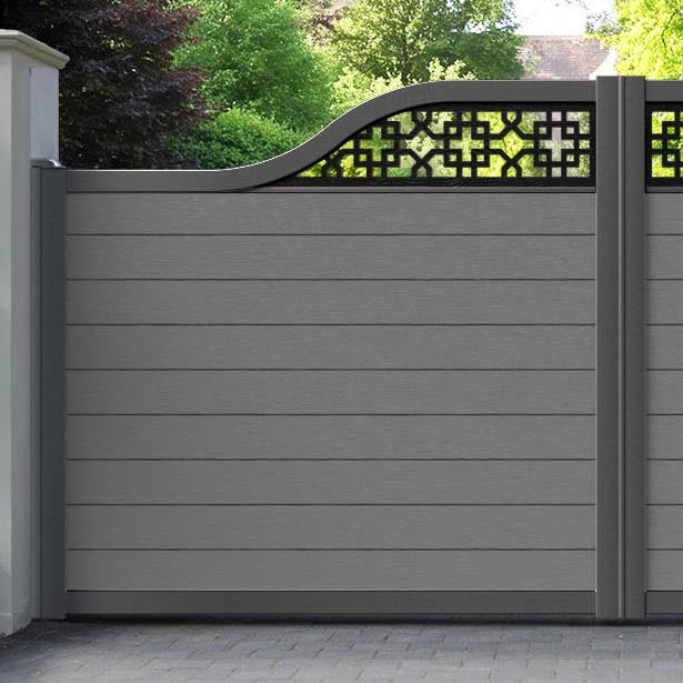 Fusion Zaria Curved Top Driveway Gate - Mid Grey - Top Screen