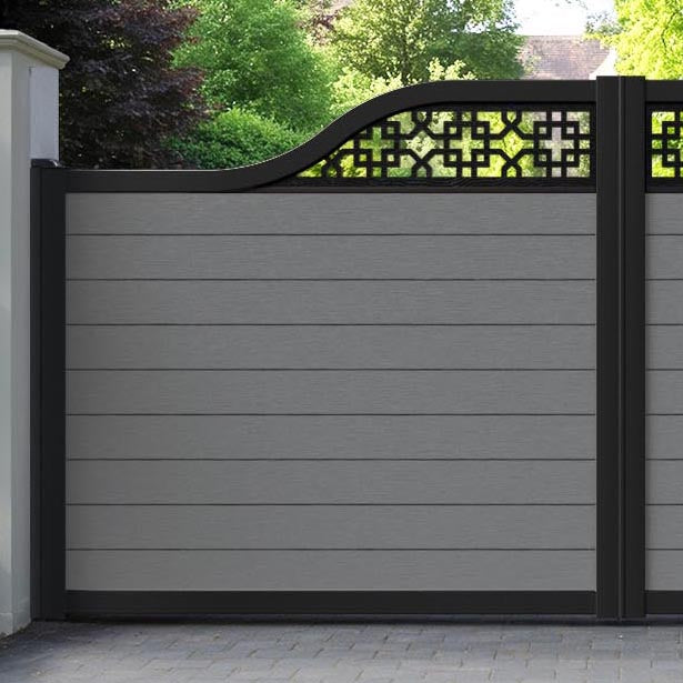 Fusion Zaria Curved Top Driveway Gate - Mid Grey - Top Screen