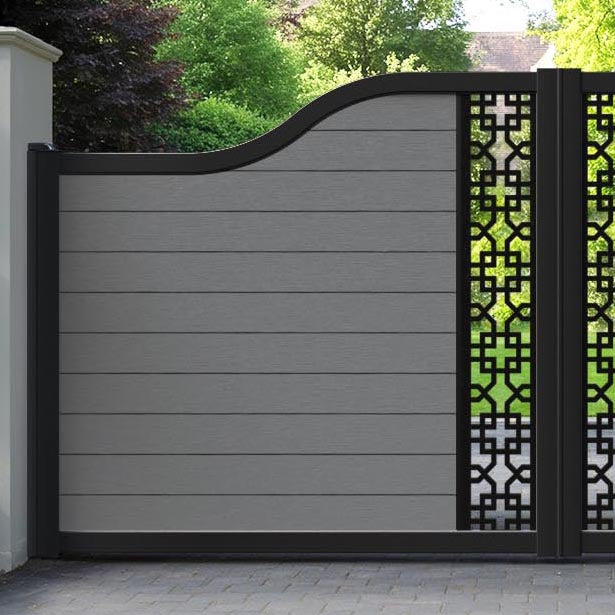 Fusion Zaria Curved Top Driveway Gate - Mid Grey - Middle Screen