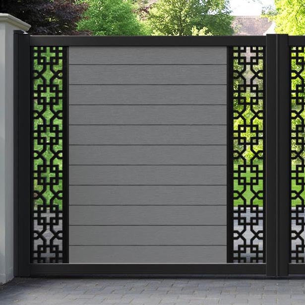 Fusion Zaria Straight Top Driveway Gate - Mid Grey - Middle & End Screen