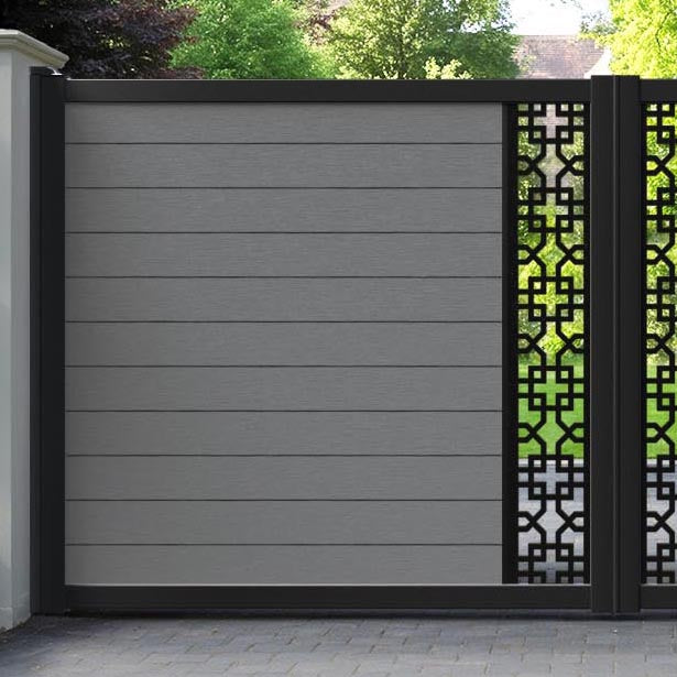 Fusion Zaria Straight Top Driveway Gate - Mid Grey - Middle Screen