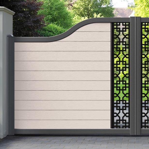 Fusion Zaria Curved Top Driveway Gate - Mid Stone - Middle Screen