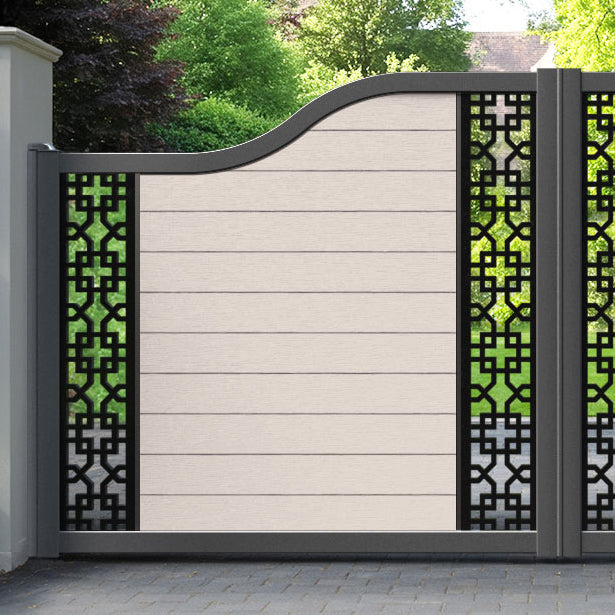 Fusion Zaria Curved Top Driveway Gate - Mid Stone - Middle & End Screen
