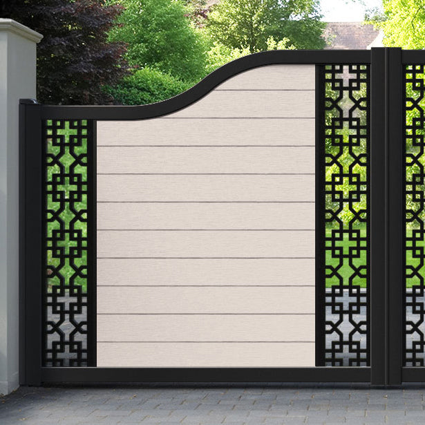 Fusion Zaria Curved Top Driveway Gate - Mid Stone - Middle & End Screen