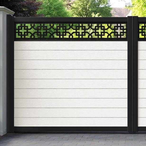 Fusion Zaria Straight Top Driveway Gate - Light Stone - Top Screen