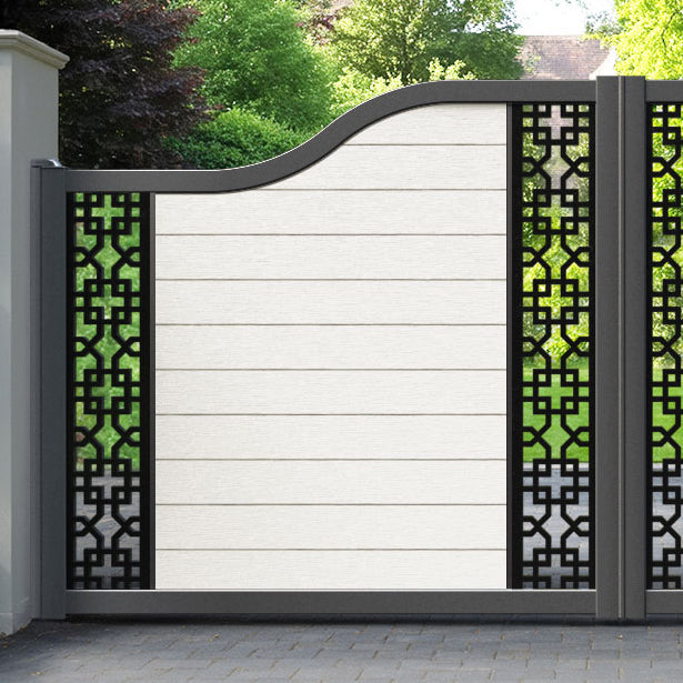 Fusion Zaria Curved Top Driveway Gate - Light Stone - Middle & End Screen