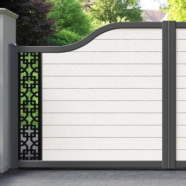 Fusion Zaria Curved Top Driveway Gate - Light Stone - End Screen