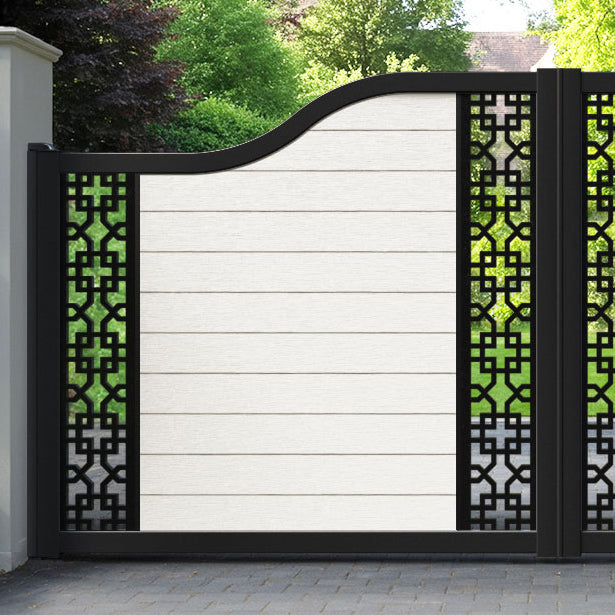 Fusion Zaria Curved Top Driveway Gate - Light Stone - Middle & End Screen