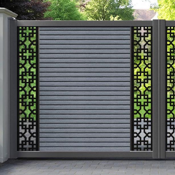 Hudson Zaria Straight Top Driveway Gate - Anthracite - Middle & End Screen