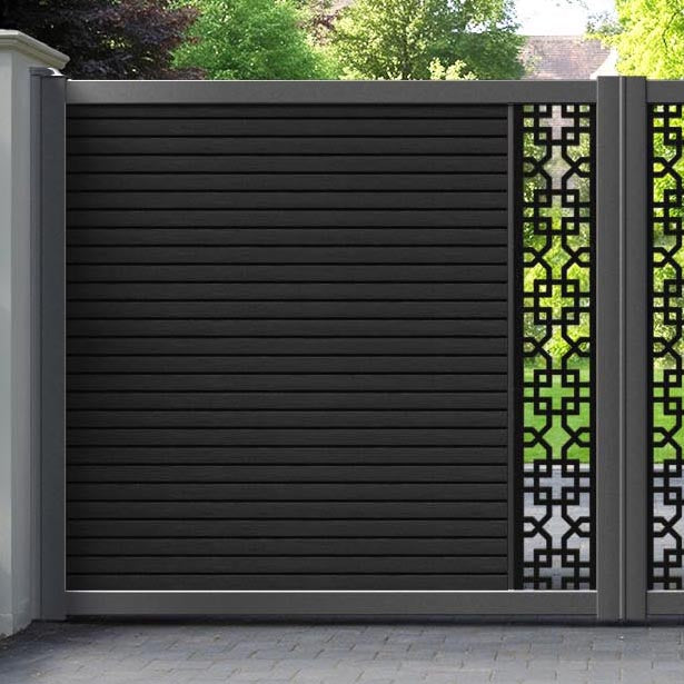 Hudson Zaria Straight Top Driveway Gate - Black - Middle Screen