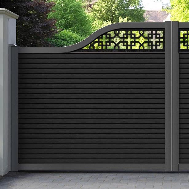 Hudson Zaria Curved Top Driveway Gate - Black - Top Screen