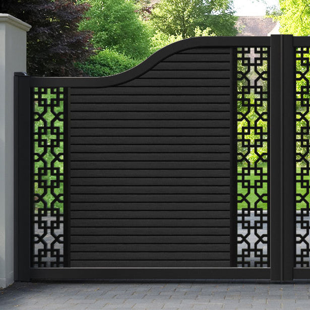 Hudson Zaria Curved Top Driveway Gate - Black - Middle & End Screen