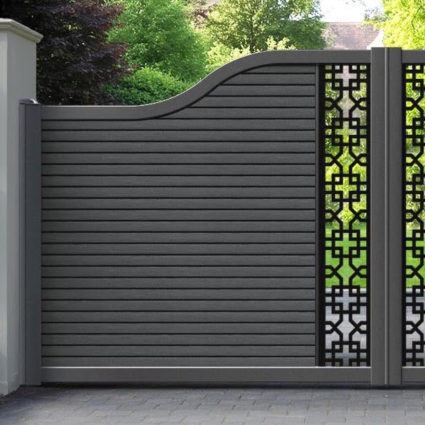 Hudson Zaria Curved Top Driveway Gate - Dark Grey - Middle Screen