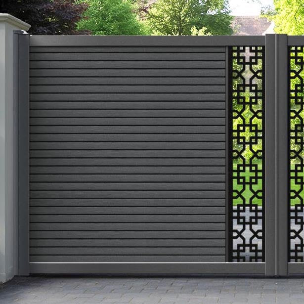 Hudson Zaria Straight Top Driveway Gate - Dark Grey - Middle Screen