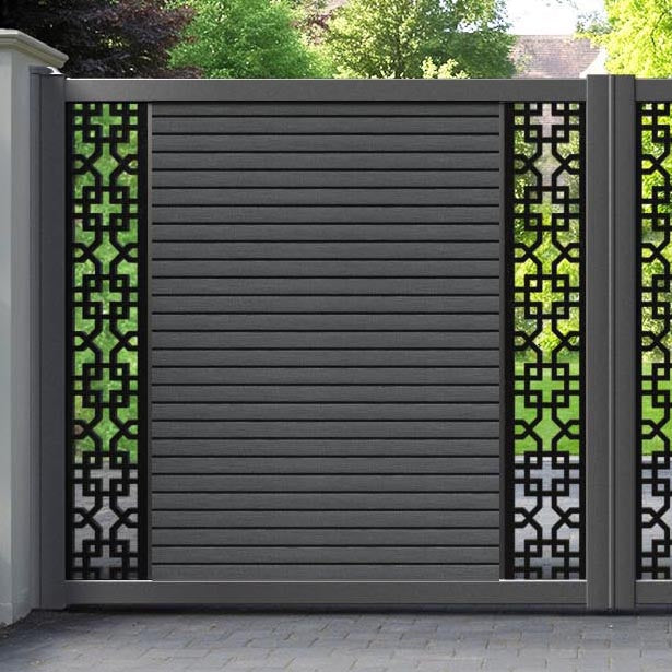 Hudson Zaria Straight Top Driveway Gate - Dark Grey - Middle & End Screen