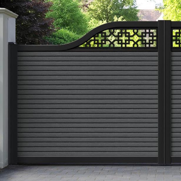Hudson Zaria Curved Top Driveway Gate - Dark Grey - Top Screen