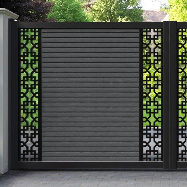 Hudson Zaria Straight Top Driveway Gate - Dark Grey - Middle & End Screen