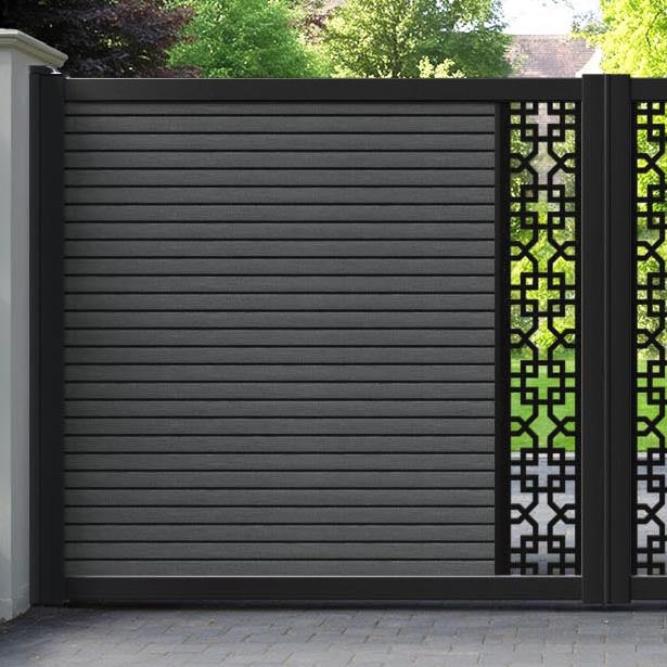 Hudson Zaria Straight Top Driveway Gate - Dark Grey - Middle Screen