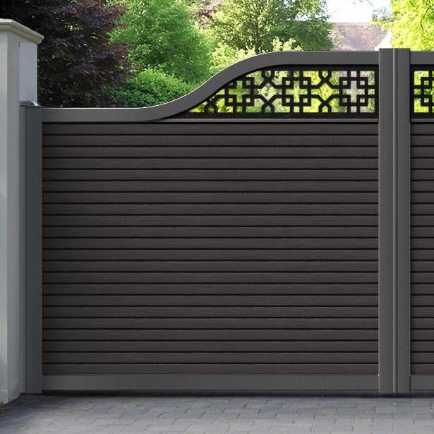 Hudson Zaria Curved Top Driveway Gate - Dark Oak - Top Screen