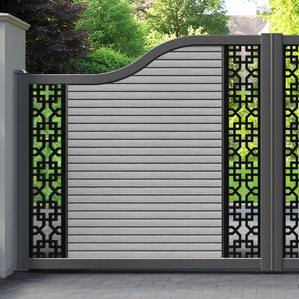 Hudson Zaria Curved Top Driveway Gate - Light Grey - Middle & End Screen