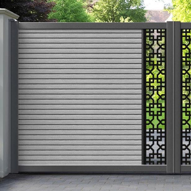 Hudson Zaria Straight Top Driveway Gate - Light Grey - Middle Screen