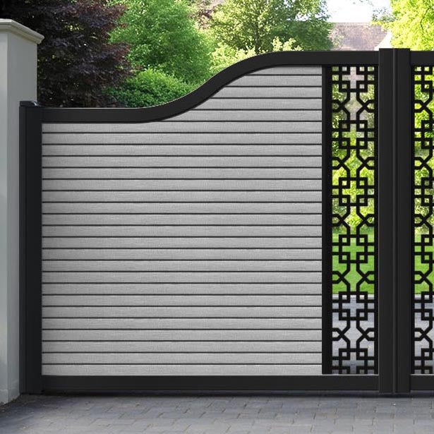 Hudson Zaria Curved Top Driveway Gate - Light Grey - Middle Screen