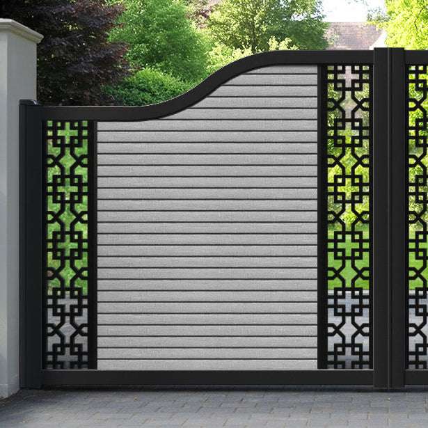 Hudson Zaria Curved Top Driveway Gate - Light Grey - Middle & End Screen