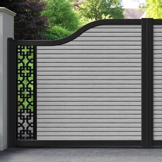 Hudson Zaria Curved Top Driveway Gate - Light Grey - End Screen