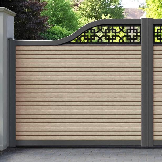 Hudson Zaria Curved Top Driveway Gate - Light Oak - Top Screen