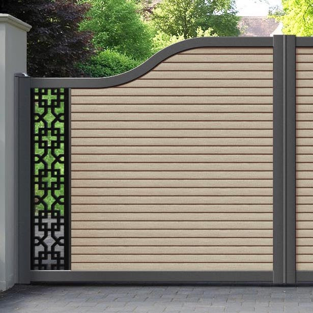 Hudson Zaria Curved Top Driveway Gate - Light Oak - End Screen