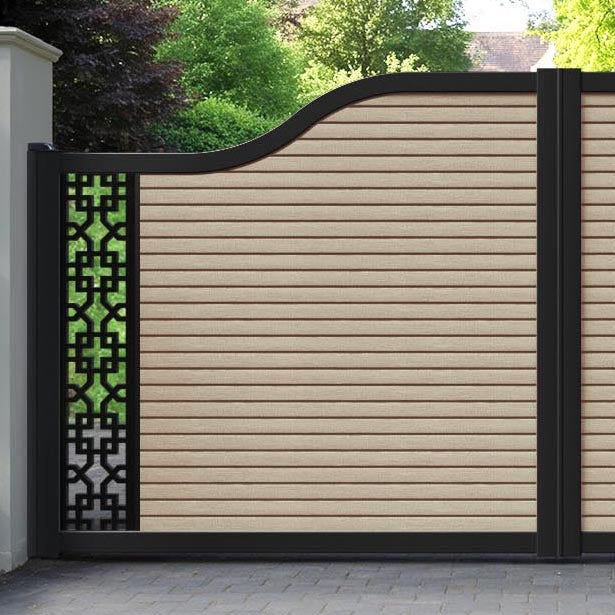Hudson Zaria Curved Top Driveway Gate - Light Oak - End Screen