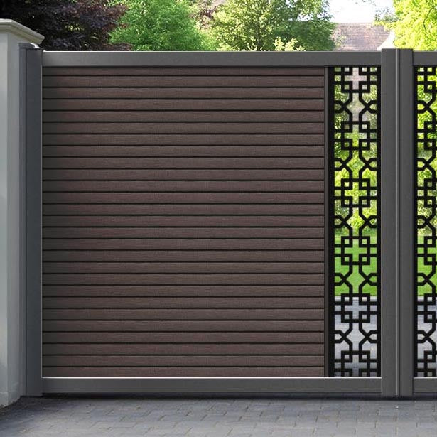 Hudson Zaria Straight Top Driveway Gate - Mid Brown - Middle Screen