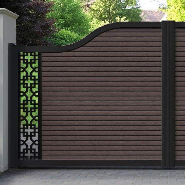 Hudson Zaria Curved Top Driveway Gate - Mid Brown - End Screen