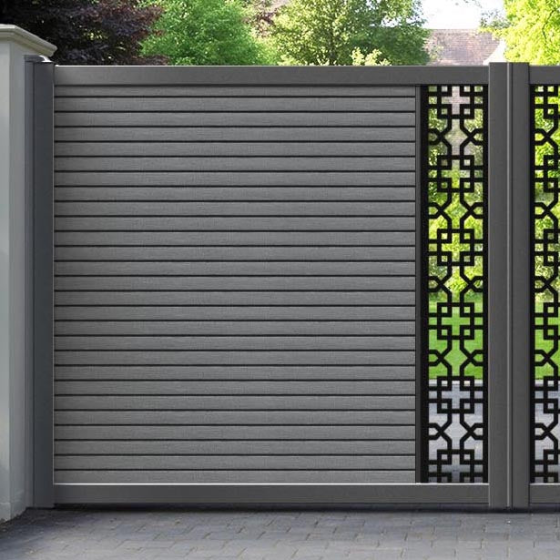 Hudson Zaria Straight Top Driveway Gate - Mid Grey - Middle Screen