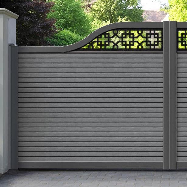 Hudson Zaria Curved Top Driveway Gate - Mid Grey - Top Screen