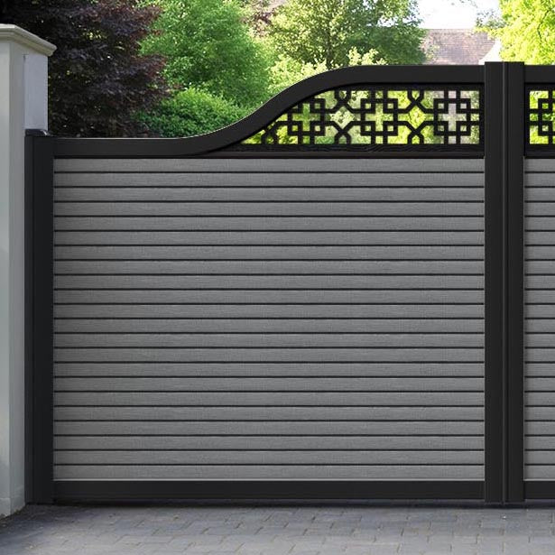 Hudson Zaria Curved Top Driveway Gate - Mid Grey - Top Screen