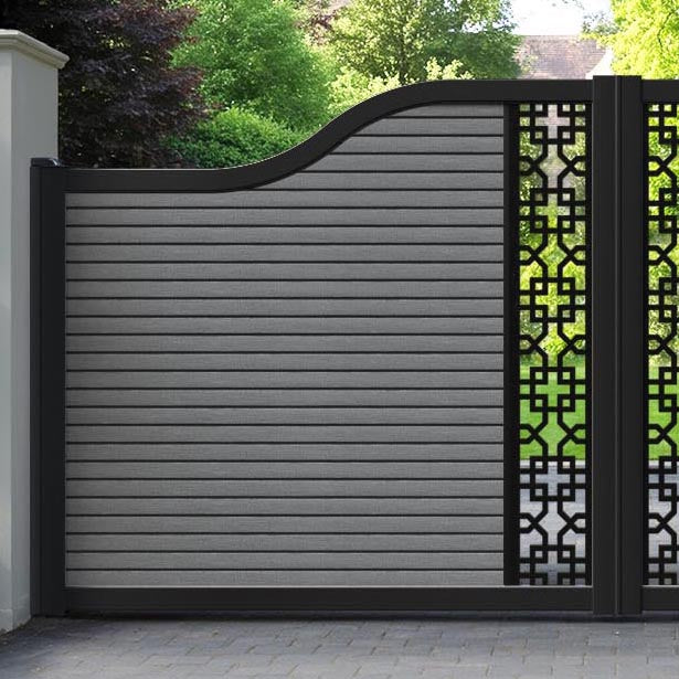 Hudson Zaria Curved Top Driveway Gate - Mid Grey - Middle Screen