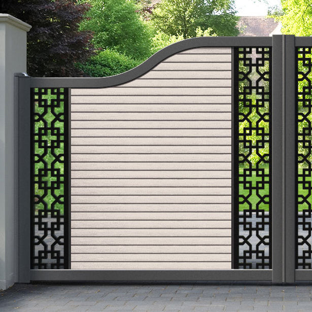 Hudson Zaria Curved Top Driveway Gate - Mid Stone - Middle & End Screen